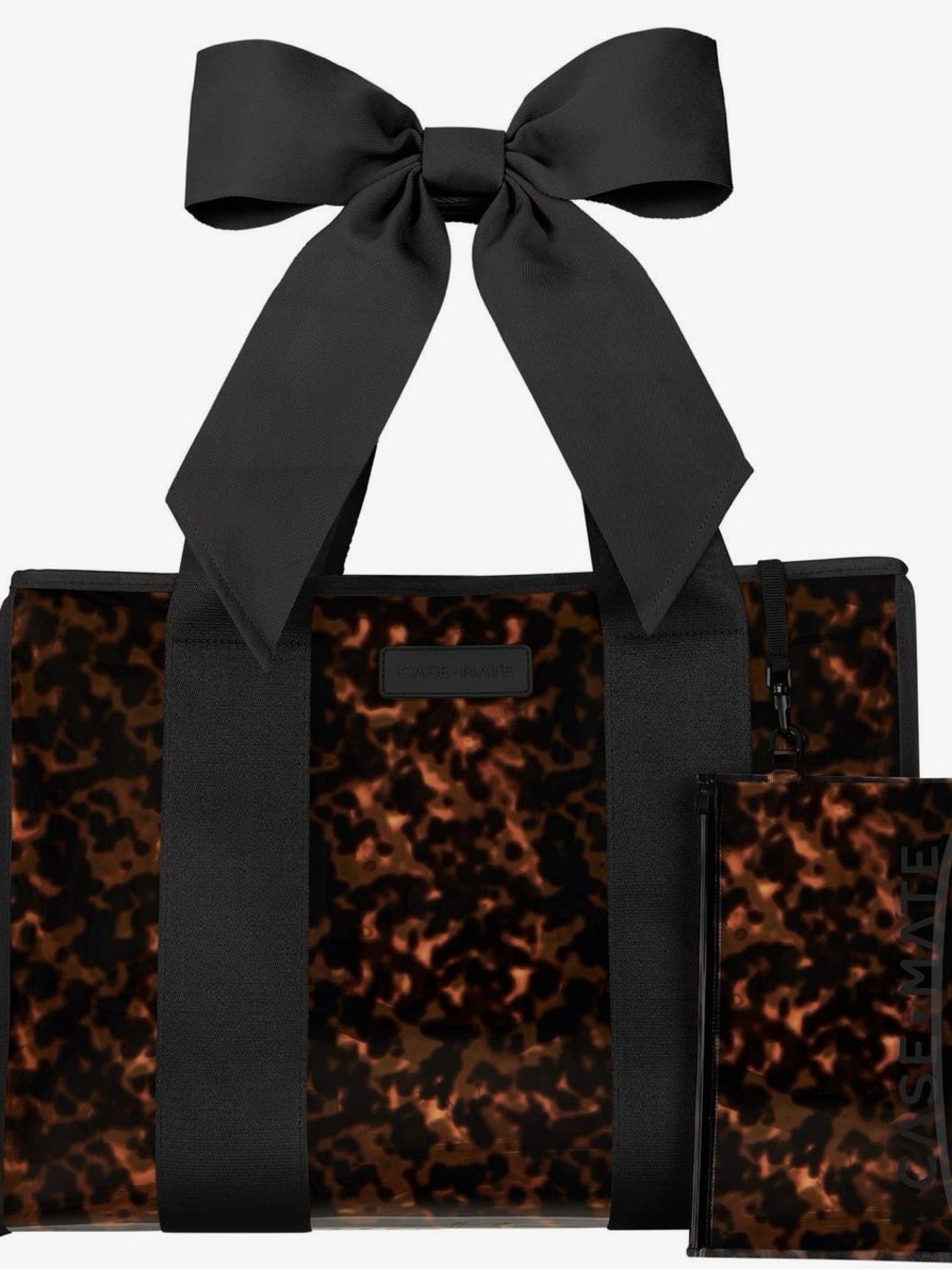 case-mate Tortoiseshell Print Tote with Black Straps and Pouch